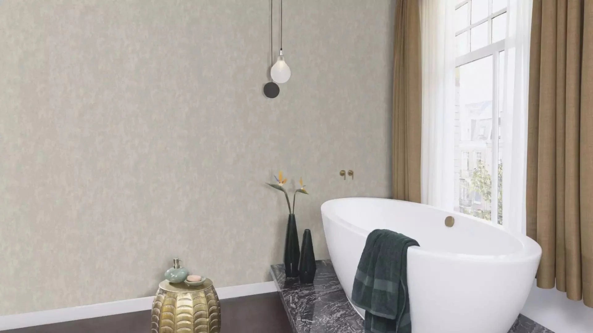 Tapetes ar apmetuma faktūru, taupe tonī ar sudraba akcentiem, 315721, Color Your Life