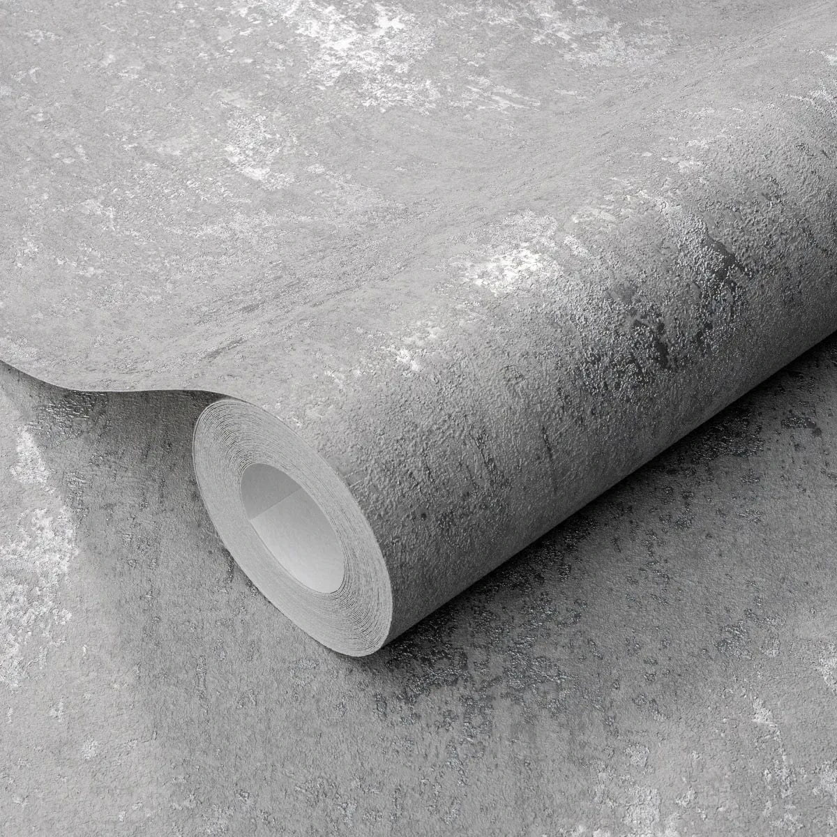 Pelēkas tapetes ar apmetuma faktūru un spīdumu – elegants un mūsdienīgs interjers  