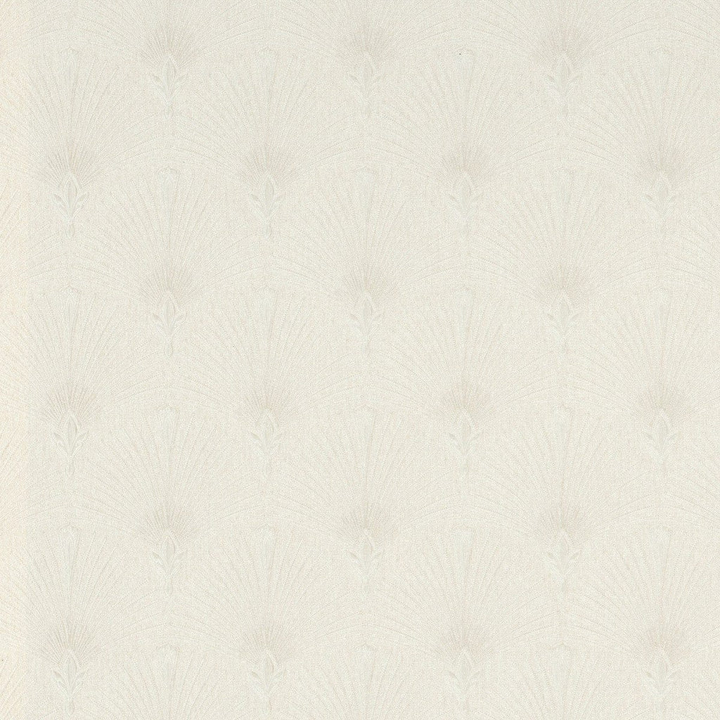 Krēmkrāsas Art Deco tapetes ar smalku pāvu spalvas ornamentu, 3744566, guļamistabai - interjers 1