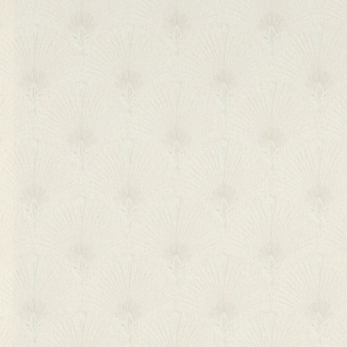 Krēmkrāsas Art Deco tapetes ar smalku pāvu spalvas ornamentu, 3744566, guļamistabai - interjers 1