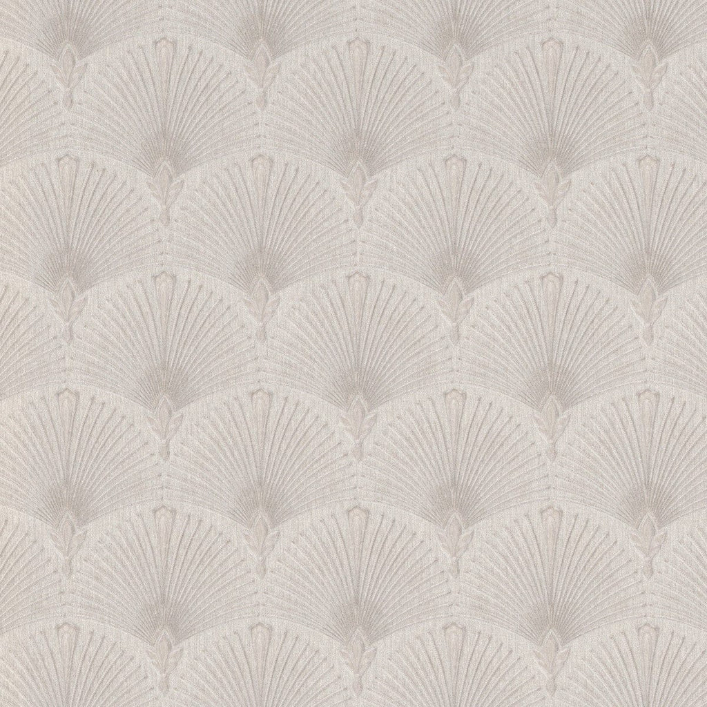 Taupe krāsas tapetes ar pāvu spalvas iedvesmotu Art Deco ornamentu, 3744615, kabinetām - interjers 1