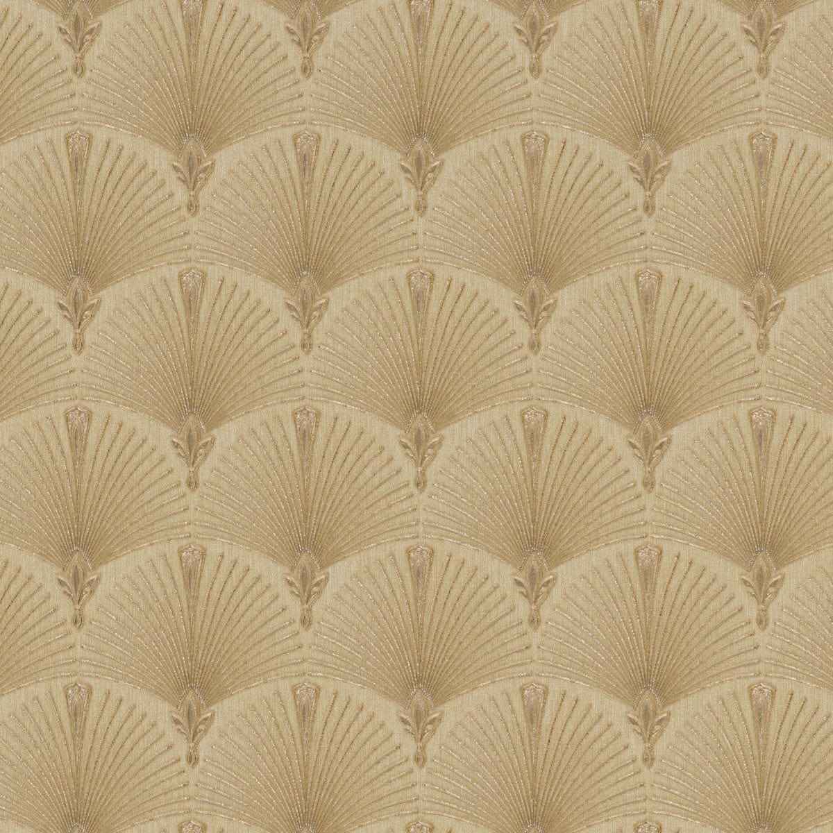 Zelta tapetes ar Art Deco pāvu spalvas ornamentu elegantiem interjeriem, 3744606, guļamistabai - interjers 1