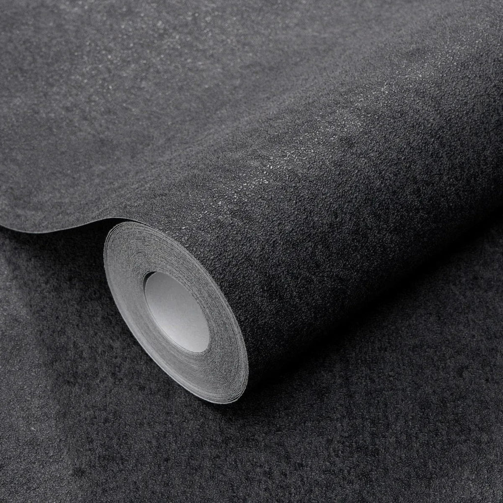 Matētas melnas tapetes ar apmetuma faktūru – mūsdienīgs akcents no Erismann  