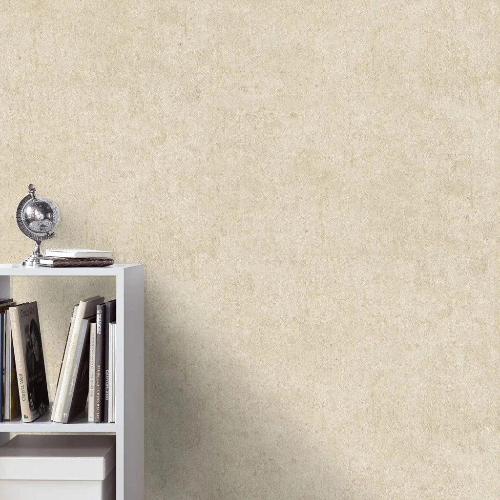 Matētas tapetes siltos toņos ar apmetuma efektu – dizaina ideja Erismann  
