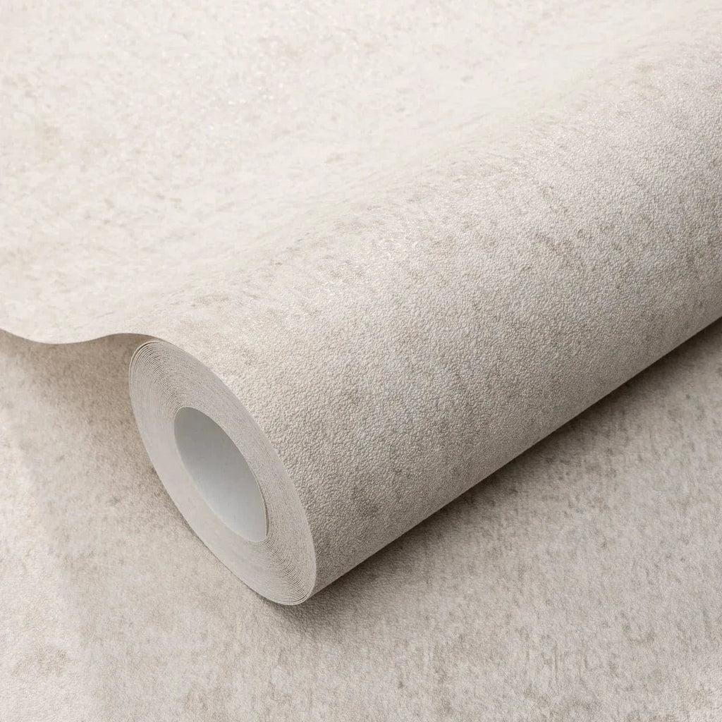 Taupe toņu tapetes ar apmetuma dizainu sienām – Erismann stila ieteikums  