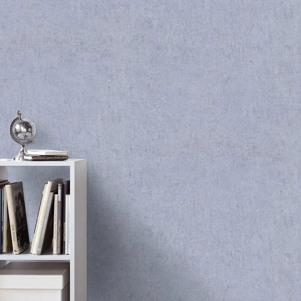 Zilas apmetuma efekta tapetes mierīgam interjeram – Erismann dizains  