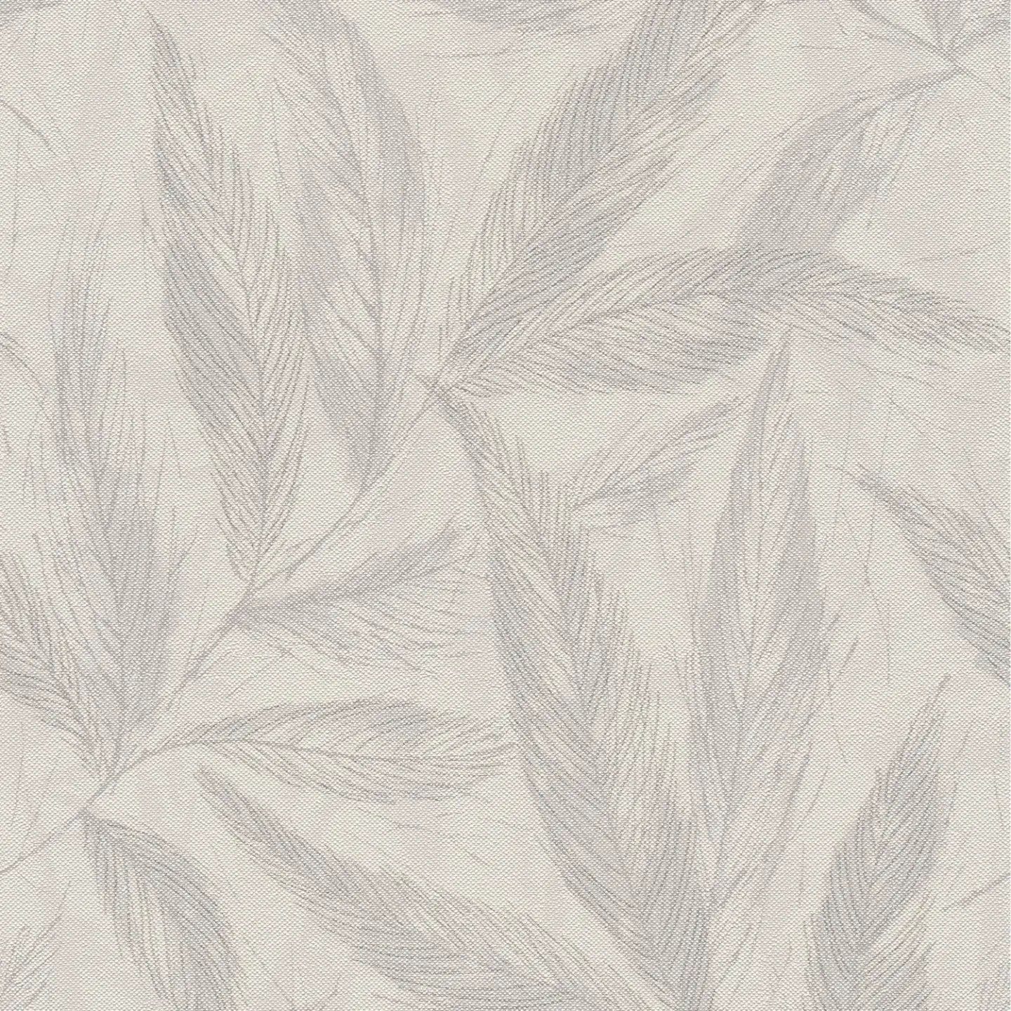 Pelēkas tapetes ar spalvu rakstu un sudraba spīdumu | 3010664