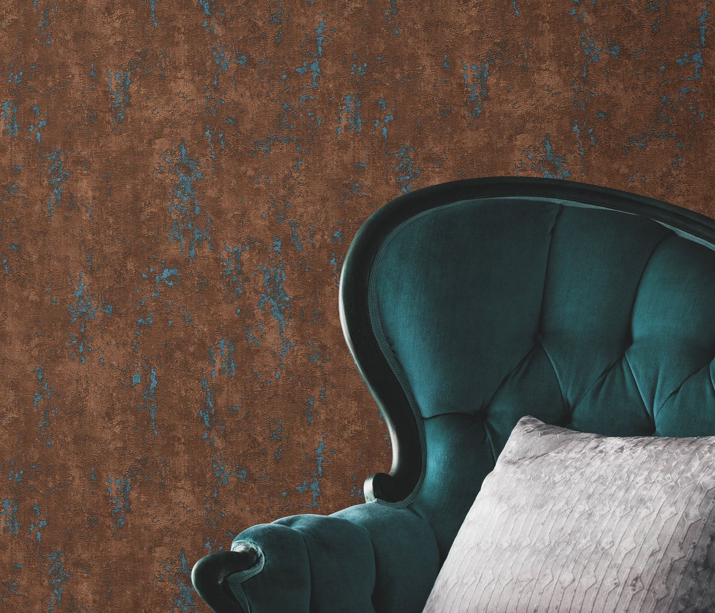 Bronzas toņu sienu tapetes ar dabai raksturīgu reljefu, iedvesmotu no koka mizas, 3752317, skats interjerā 3