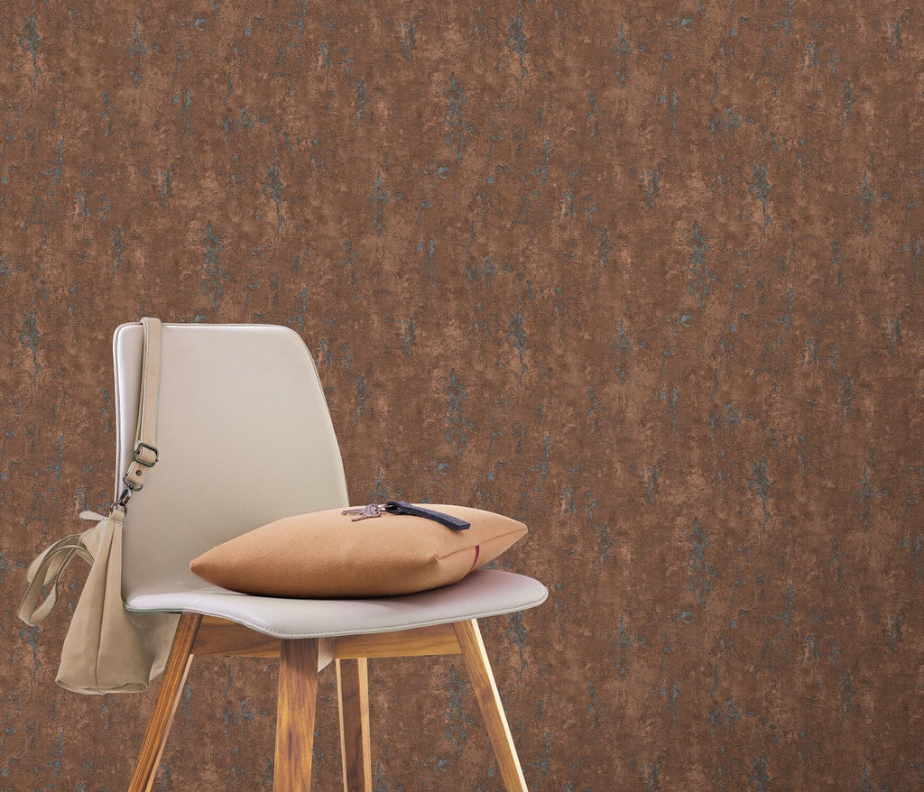 Tapetes ar bronzas toņu reljefu tekstūru, koka mizas un atdzisušas lavas efekts, 3752354, skats interjerā 3