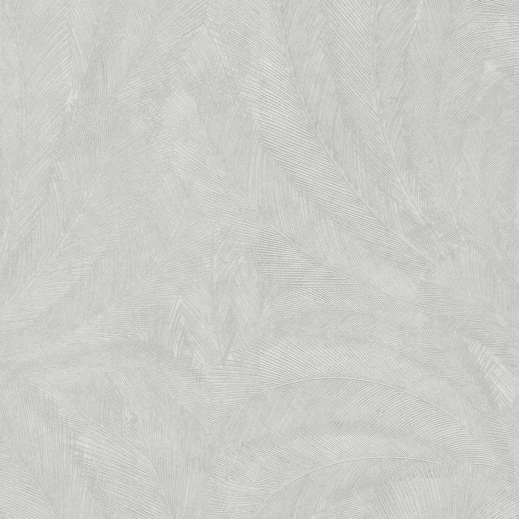 Tapetes ar elegantām un spīdīgām lapām gaiši pelēkā krāsā 3776117