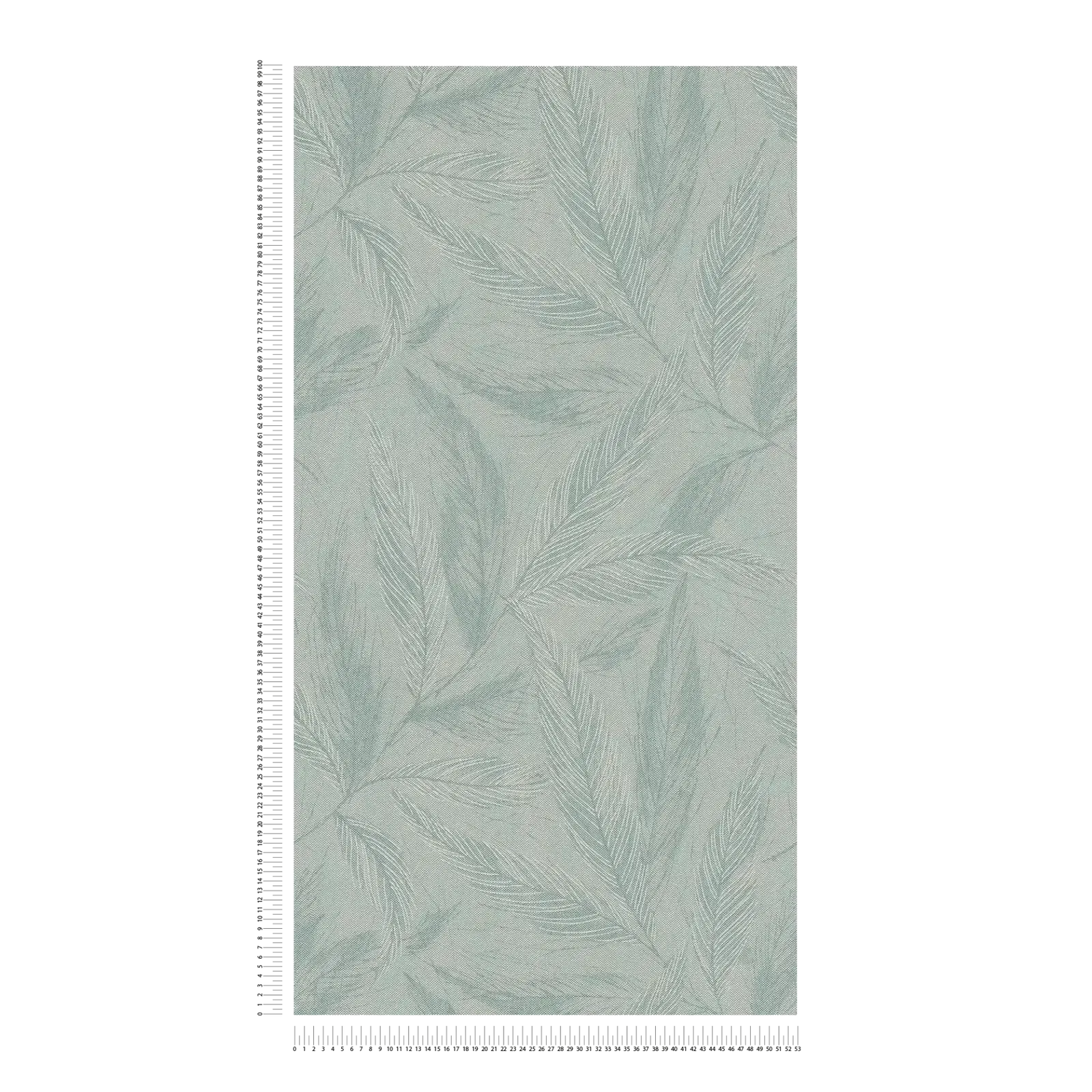 Zaļas tapetes ar filigrānu spalvu dizainu un maigu spīdumu | 3010665