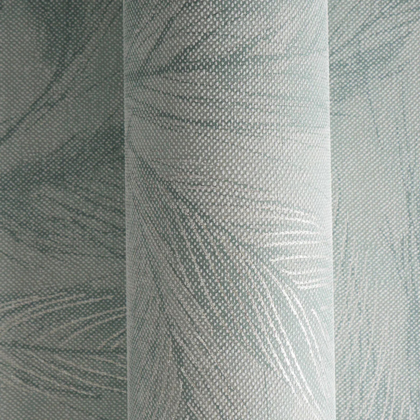 Zaļas tapetes ar filigrānu spalvu dizainu un maigu spīdumu | 3010665