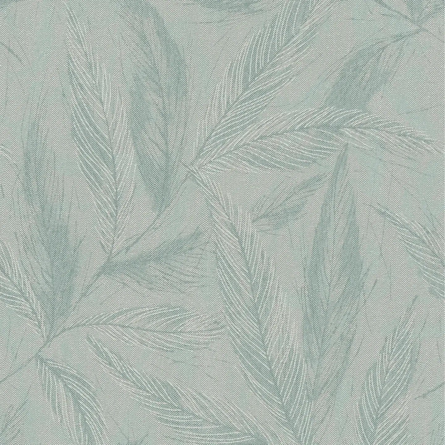 Zaļas tapetes ar filigrānu spalvu dizainu un maigu spīdumu | 3010665