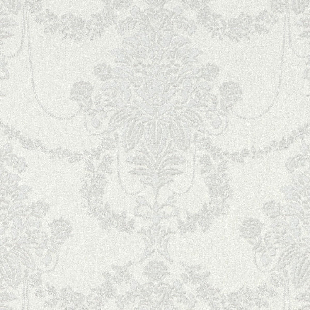 Elegantas gaiši pelēkas tapetes ar ziedu rakstu, ar spīdumu, 3731173, viesistabai - interjers 1