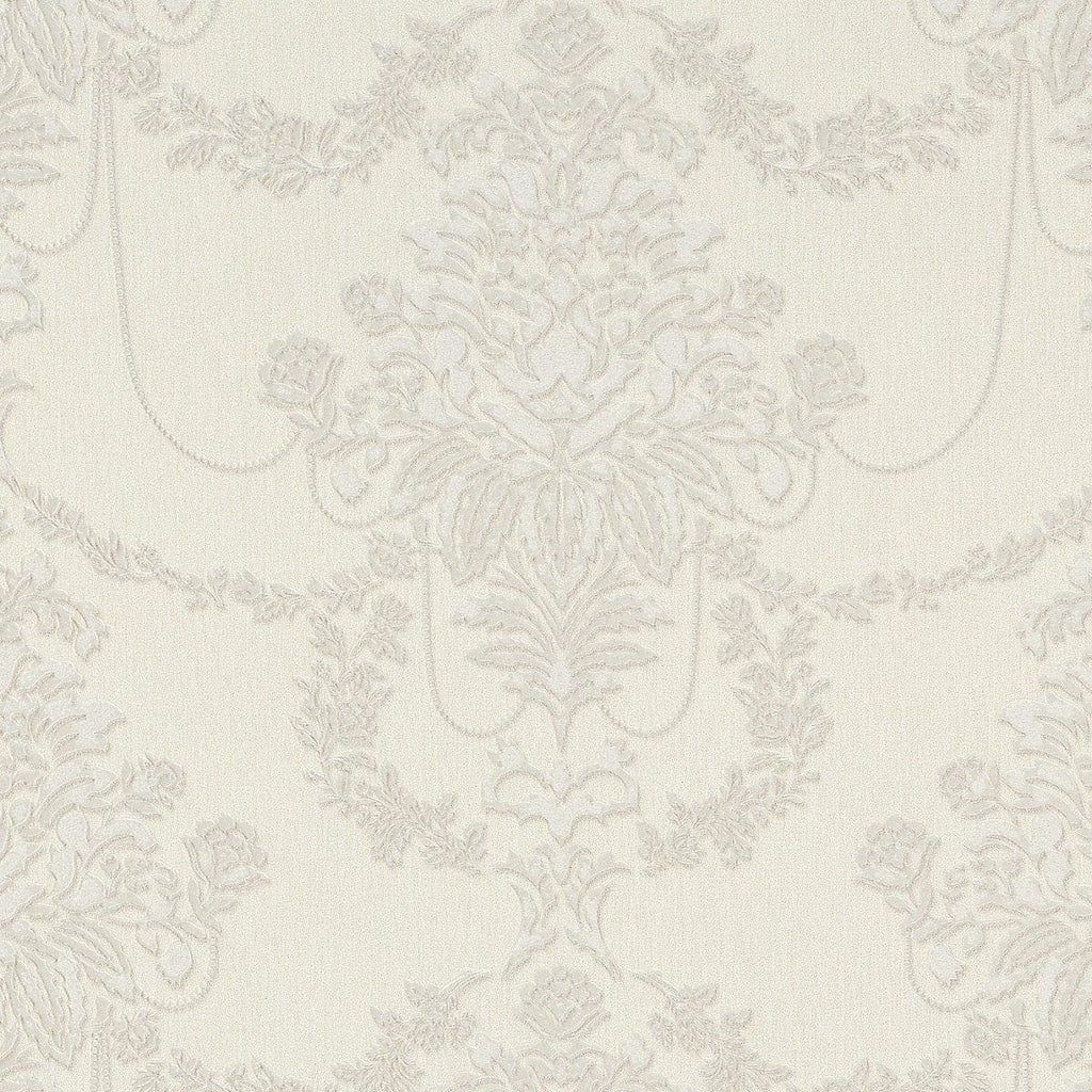 Krēmkrāsas tapetes ar ziedu dizainu un perlamutra mirdzumu, 3731152, viesistabai - interjers 1