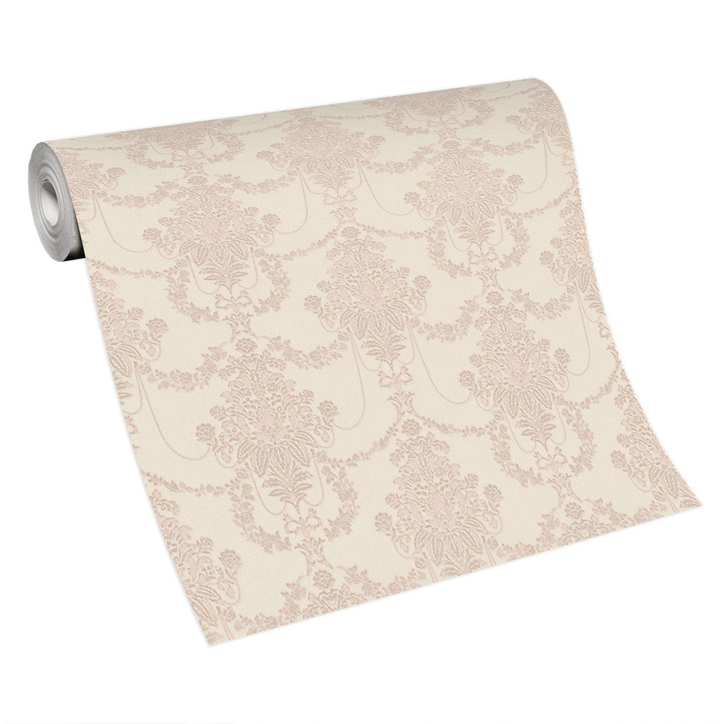 Rozā toņu tapetes ar elegantu ziedu rakstu, perlamutra, 3731141, viesistabai - interjers 5