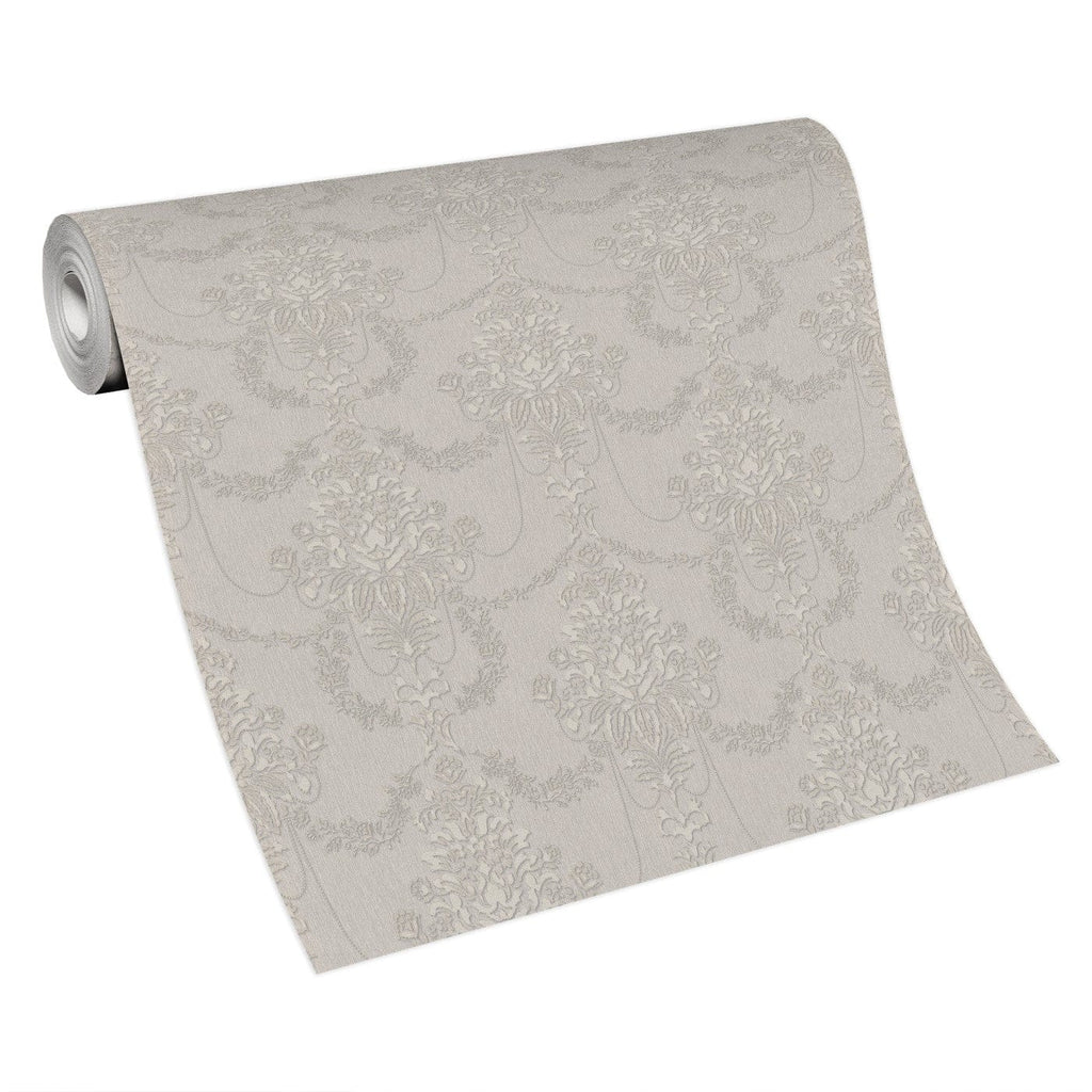 Taupe krāsas tapetes ar smalku ziedu rakstu, perlamutra , 3731201, viesistabai - interjers 4