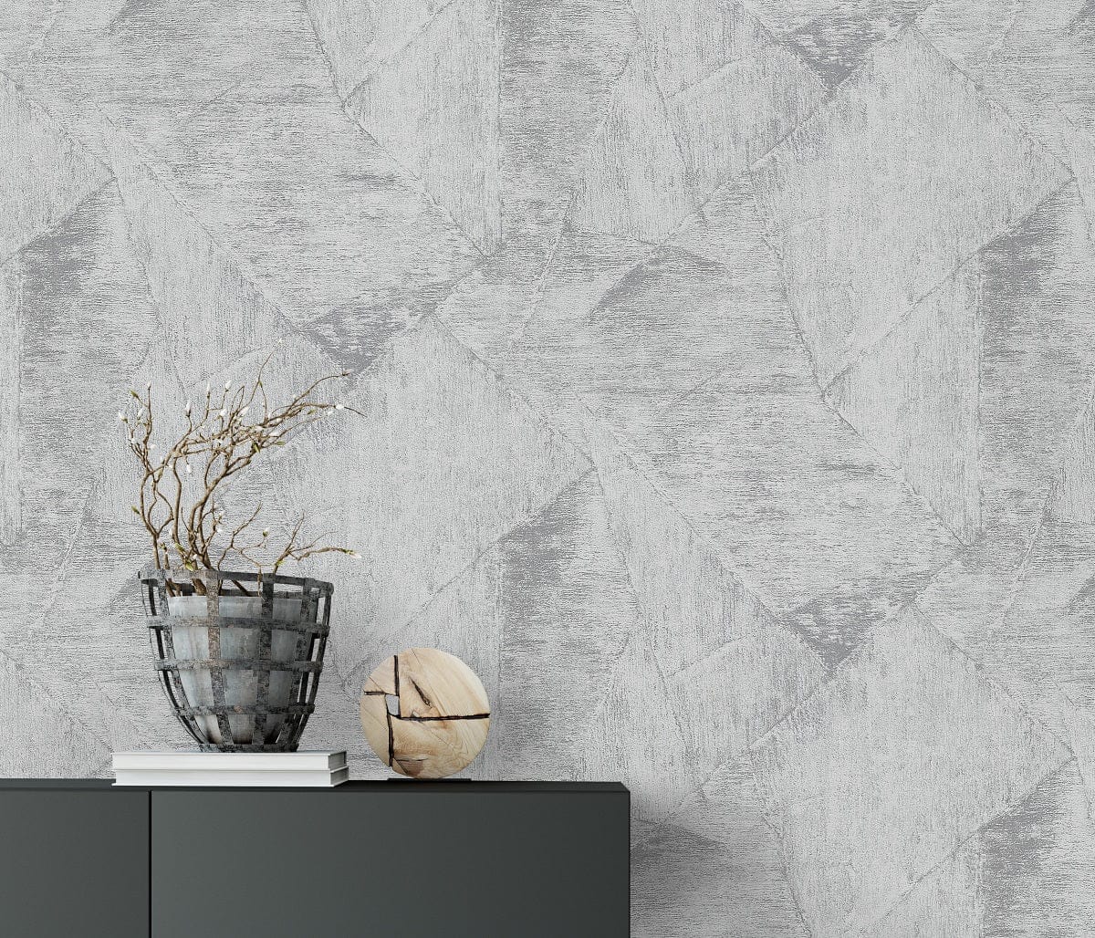 Tumši pelēkas ģeometriskās tapetes dziļuma un modernisma efektam, 3737346, showroom 2
