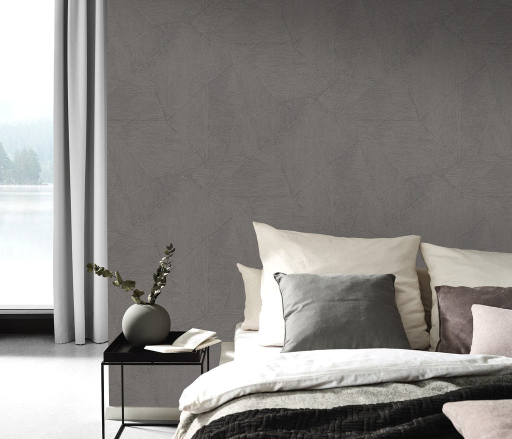 Stilīgas ģeometriskas tapetes tumši pelēkbrūnos toņos mūsdienīgam interjeram, 3737401, showroom 3
