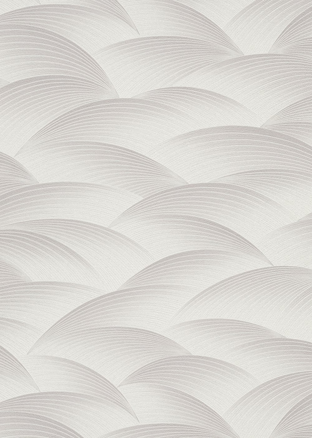 Neitrālas pelēkas un taupe toņu tapetes ar ģeometrisku viļņu rakstu, 3751666, skats interjerā 1