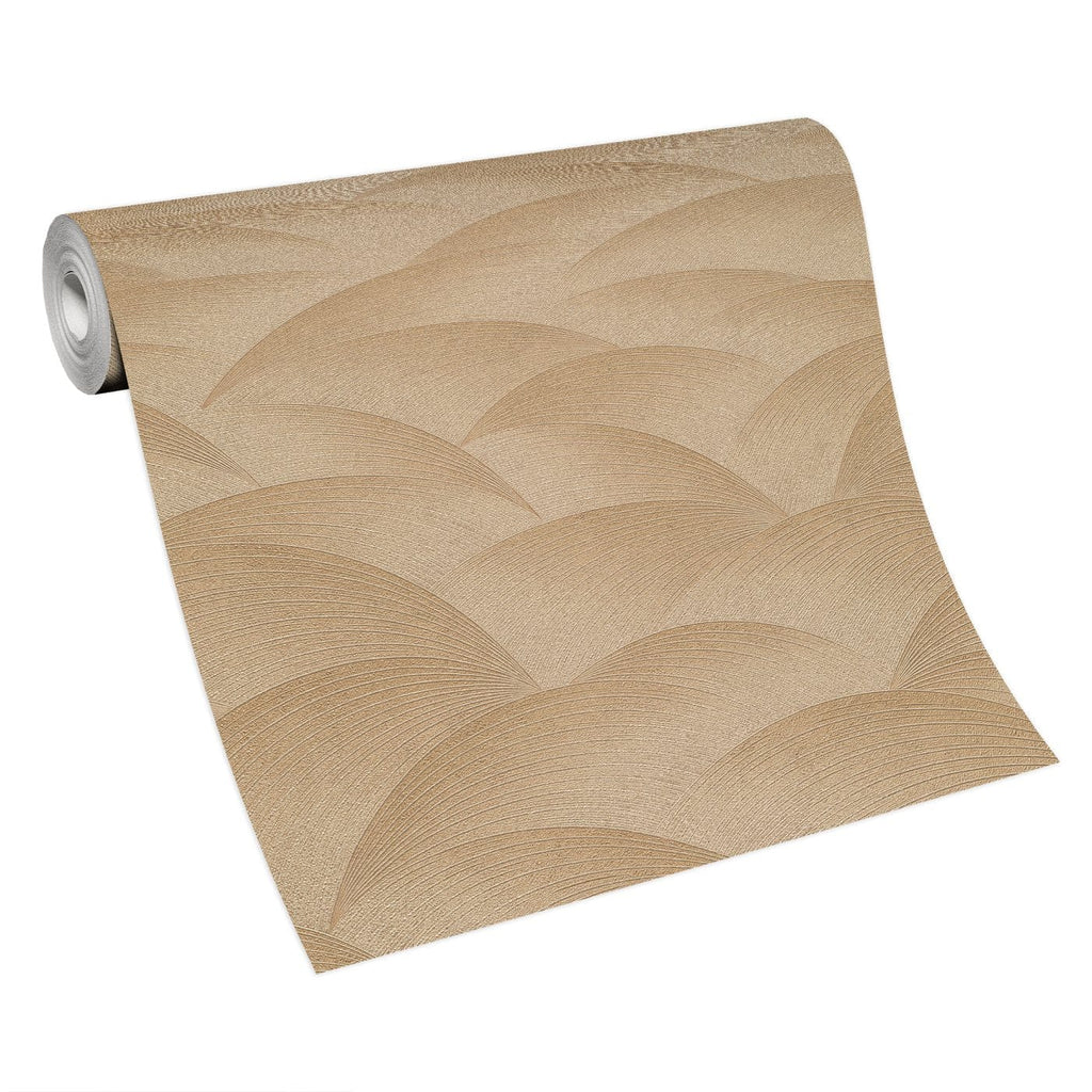 Tapetes ar zelta viļņu ģeometrisko rakstu, grezns un moderns sienu noformējums, 3751656, skats interjerā 3