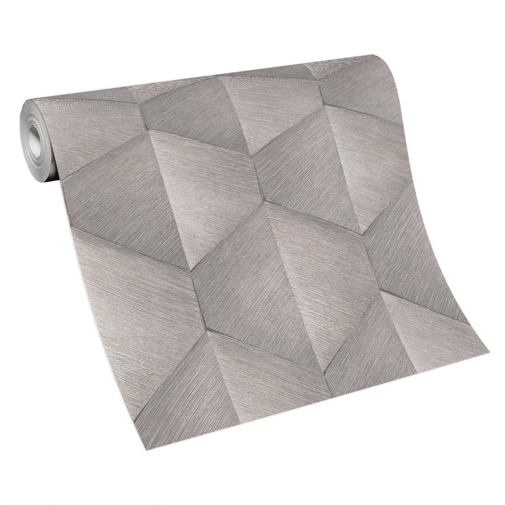 Taupe toņu 3D tapetes ar mūsdienīgu grafisko dizainu, piešķir telpai eleganci, 3751356, skats interjerā 5