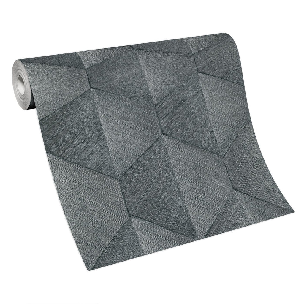 Tumši pelēkas 3D tapetes ar grafisko dizainu dziļuma un modernisma efektam, 3751322, showroom 5