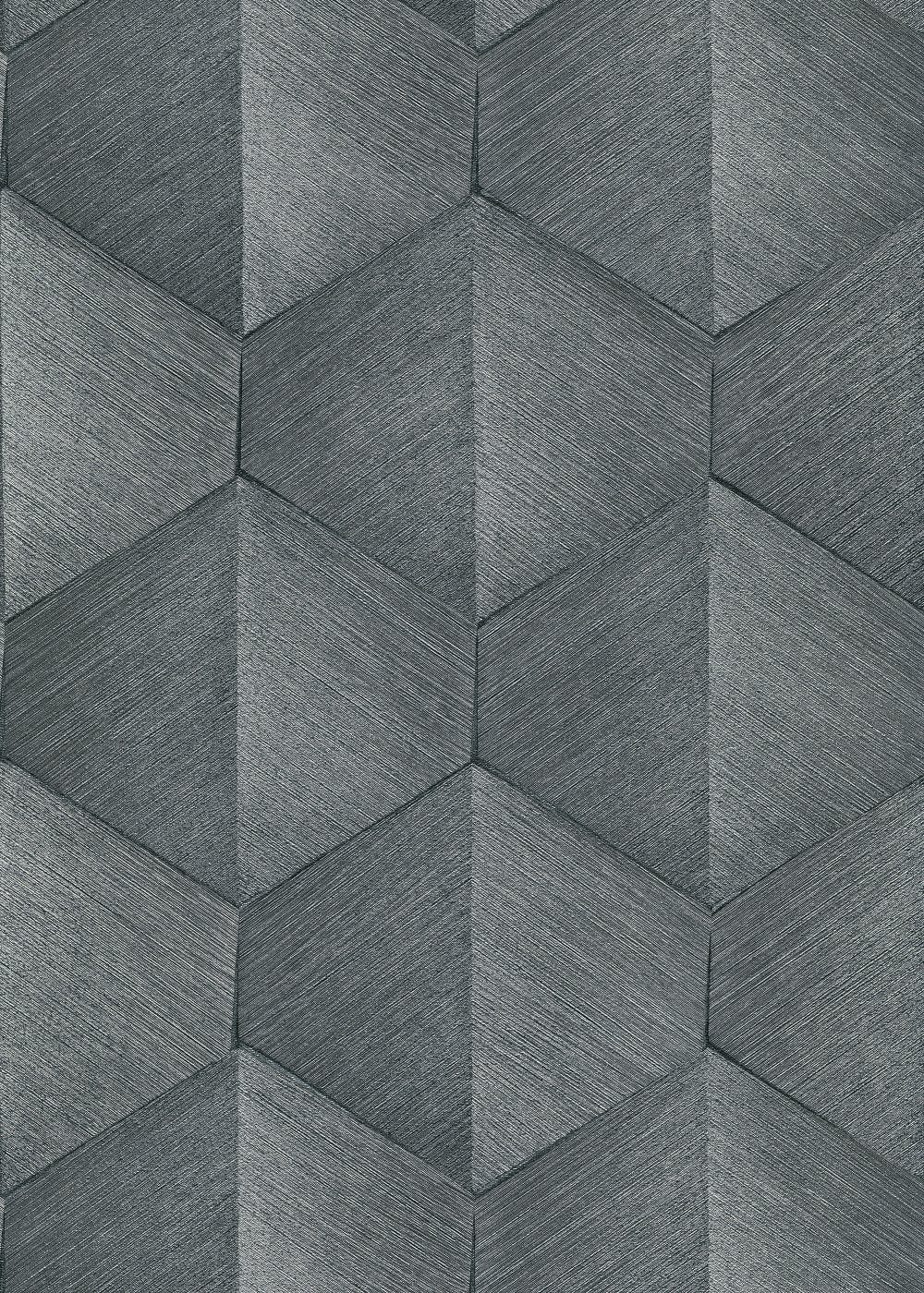 Tumši pelēkas 3D tapetes ar grafisko dizainu dziļuma un modernisma efektam, 3751322, showroom 1