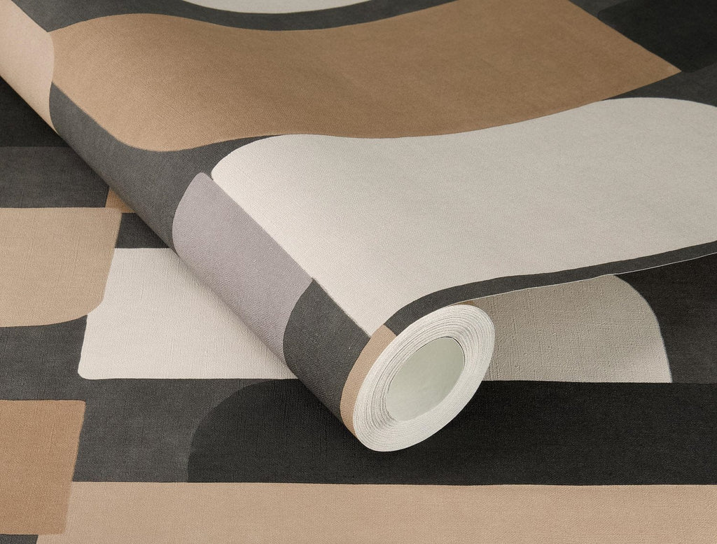 Grafiskā raksta tapetes, brūnā, melnā un pelēkā krāsā, RASCH, 330533, Paraiso