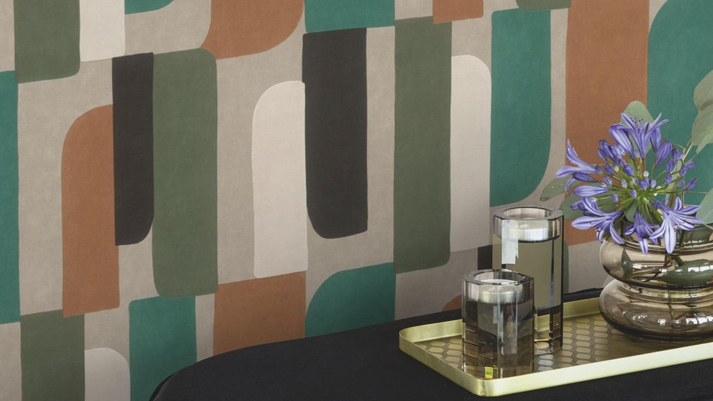 Grafiskā raksta tapetes ar retro stilu, RASCH, 330526, Paraiso