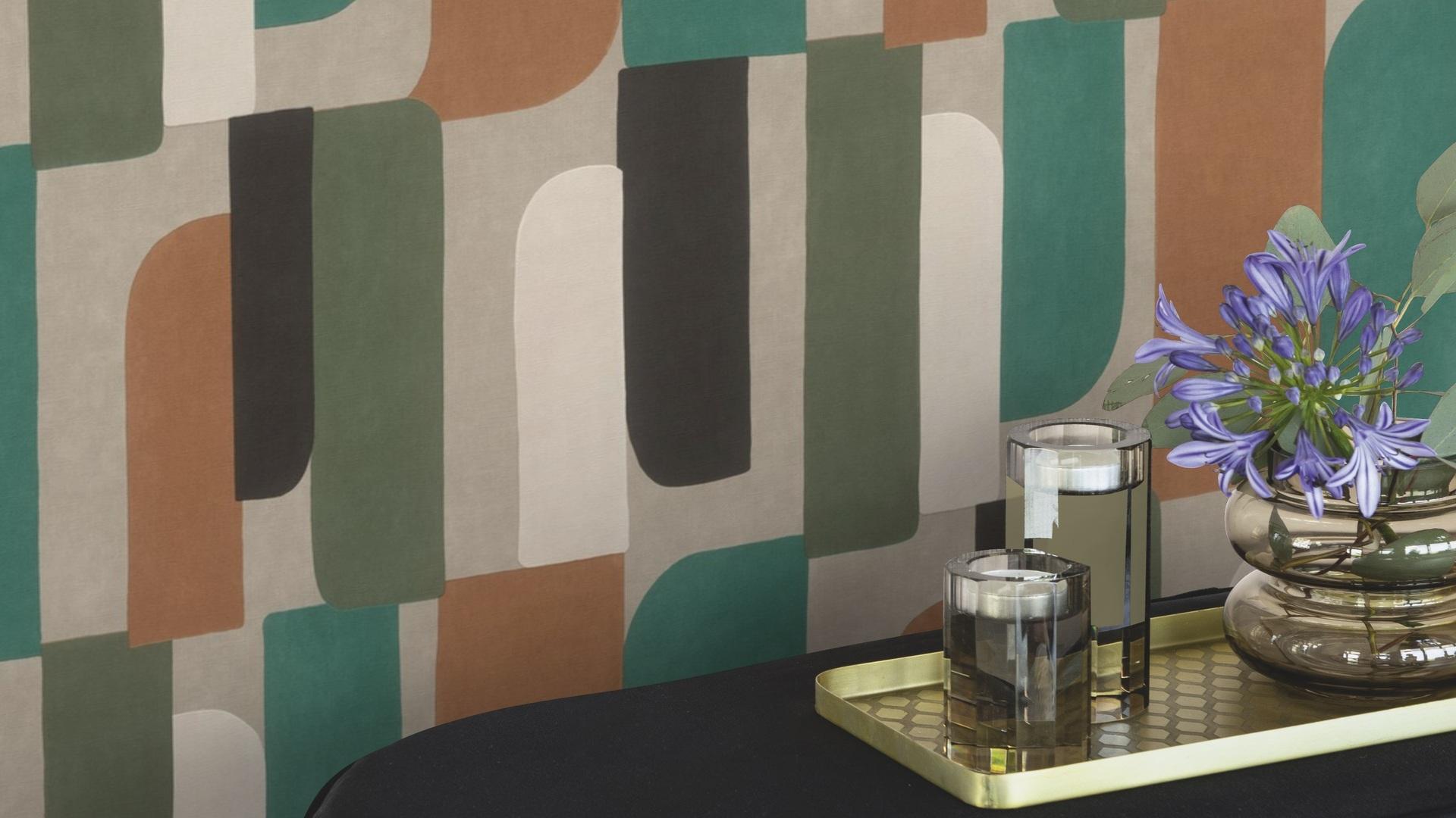 Grafiskā raksta tapetes ar retro stilu, RASCH, 330526, Paraiso