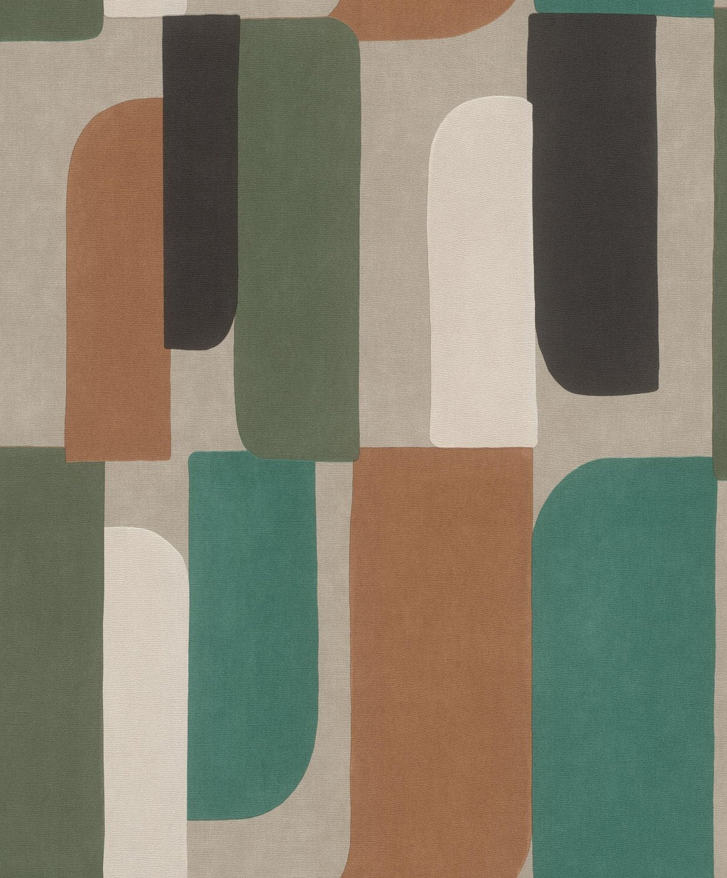 Grafiskā raksta tapetes ar retro stilu, RASCH, 330526, Paraiso