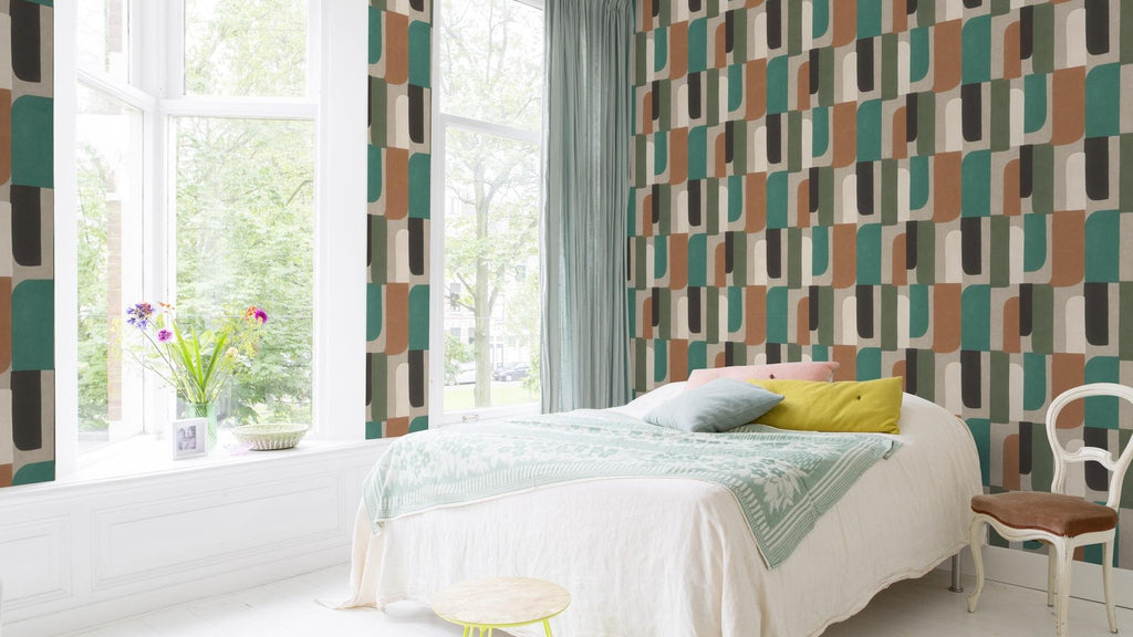 Grafiskā raksta tapetes ar retro stilu, RASCH, 330526, Paraiso