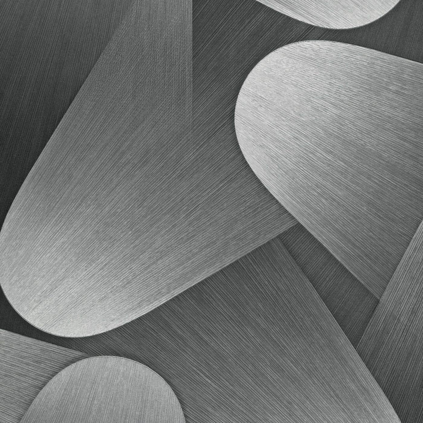 Modernas tapetes ar izliektām 3D formām sudraba un pelēkā krāsā 3763631