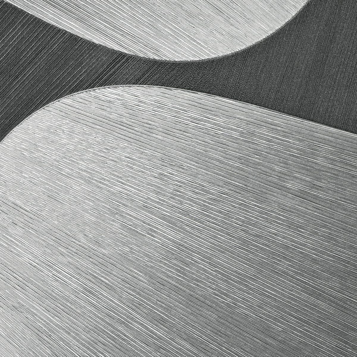 Modernas tapetes ar izliektām 3D formām sudraba un pelēkā krāsā 3763631