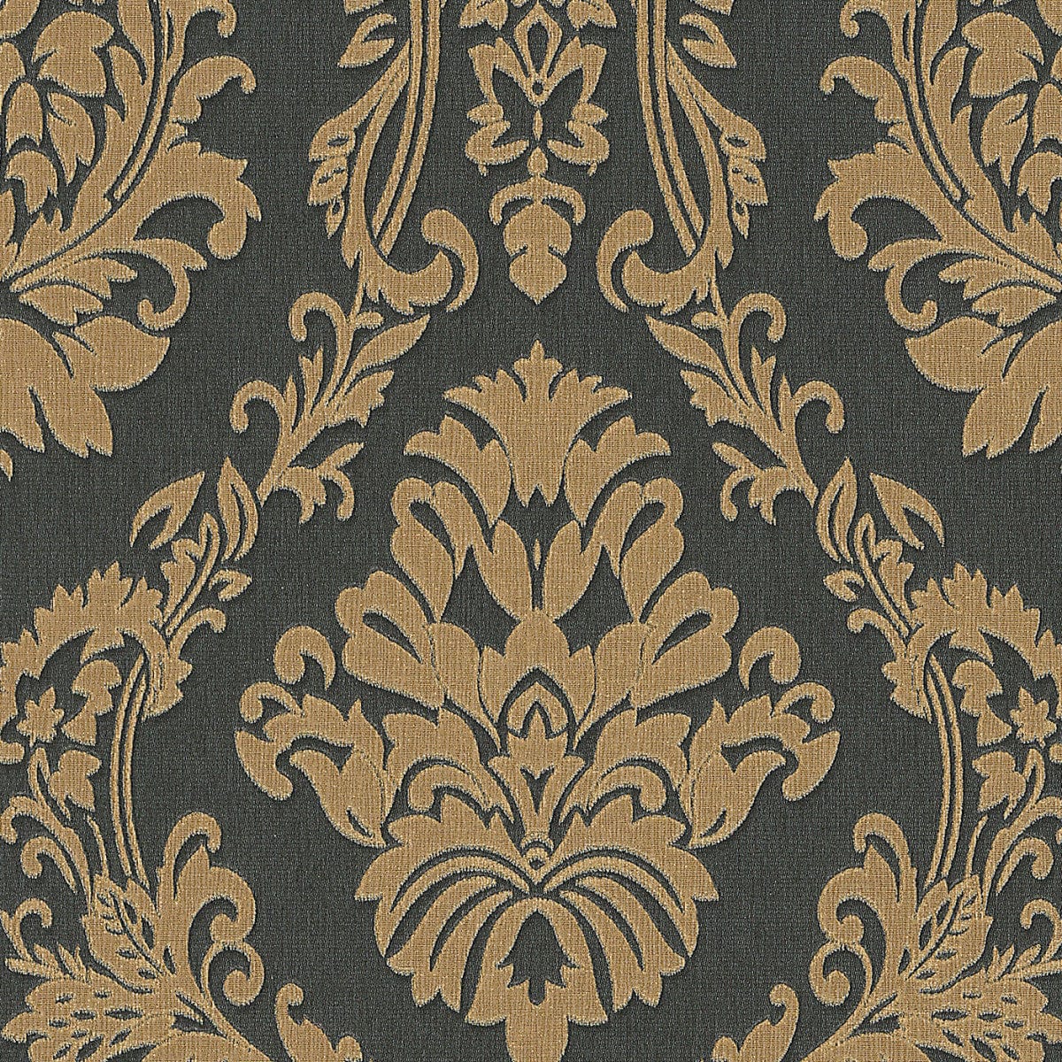 Melnas un zelta tapetes ar damaskas dizainu un satīna efektu, 3731317, viesistabai - interjers 1