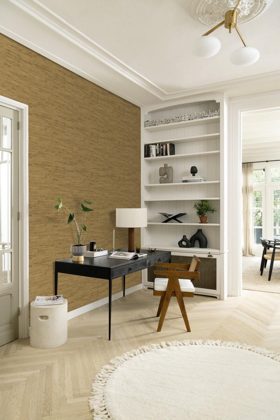 Koka dēlīšu tekstūras tapetes, zeltā krāsā, RASCH, 537079, Curiosity