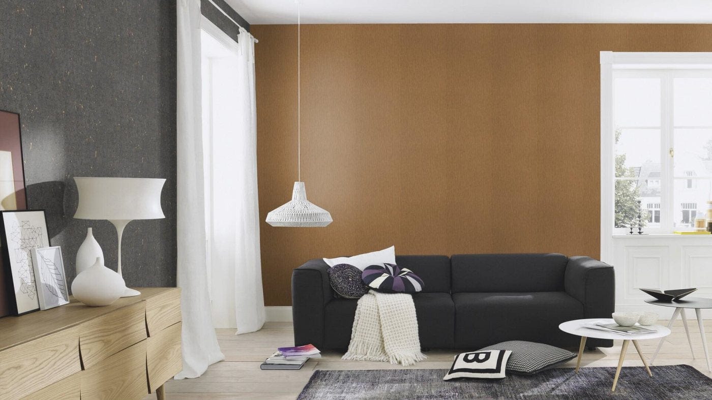 Tapetes ar korķa efektu, melnā krāsā ar izteiktu patinu, RASCH, 538359, Curiosity