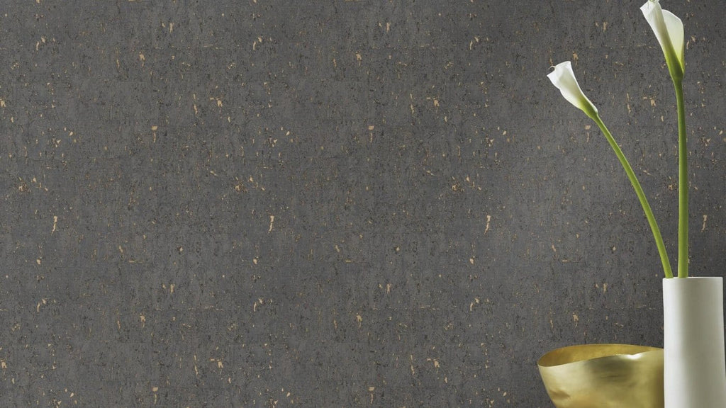 Tapetes ar korķa efektu, melnā krāsā ar izteiktu patinu, RASCH, 538359, Curiosity