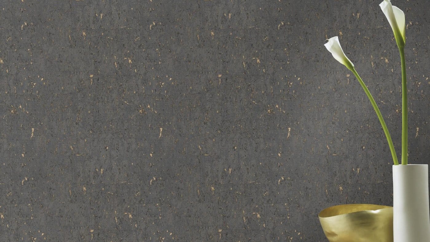 Tapetes ar korķa efektu, melnā krāsā ar izteiktu patinu, RASCH, 538359, Curiosity