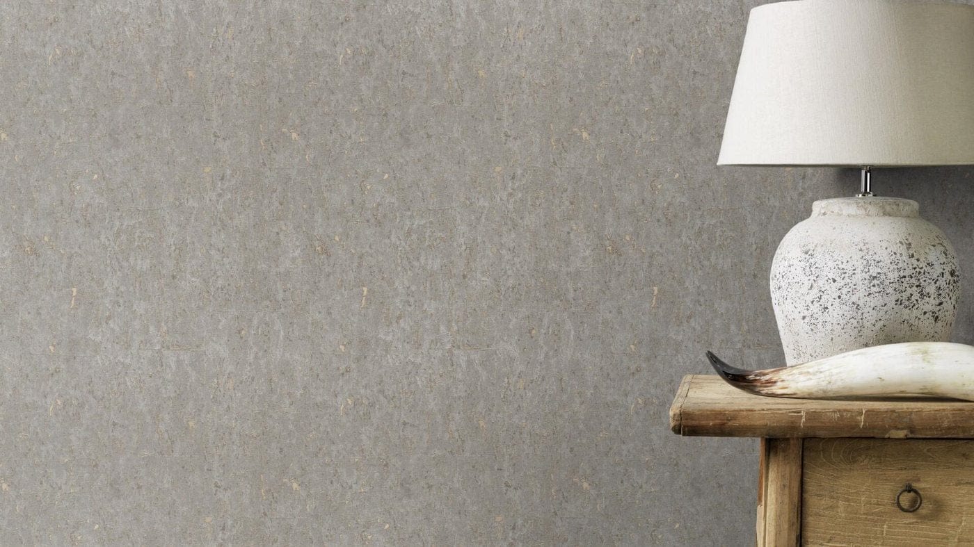 Tapetes ar korķa efektu, pelēkā krāsā ar zelta patinu, RASCH, 538335, Curiosity