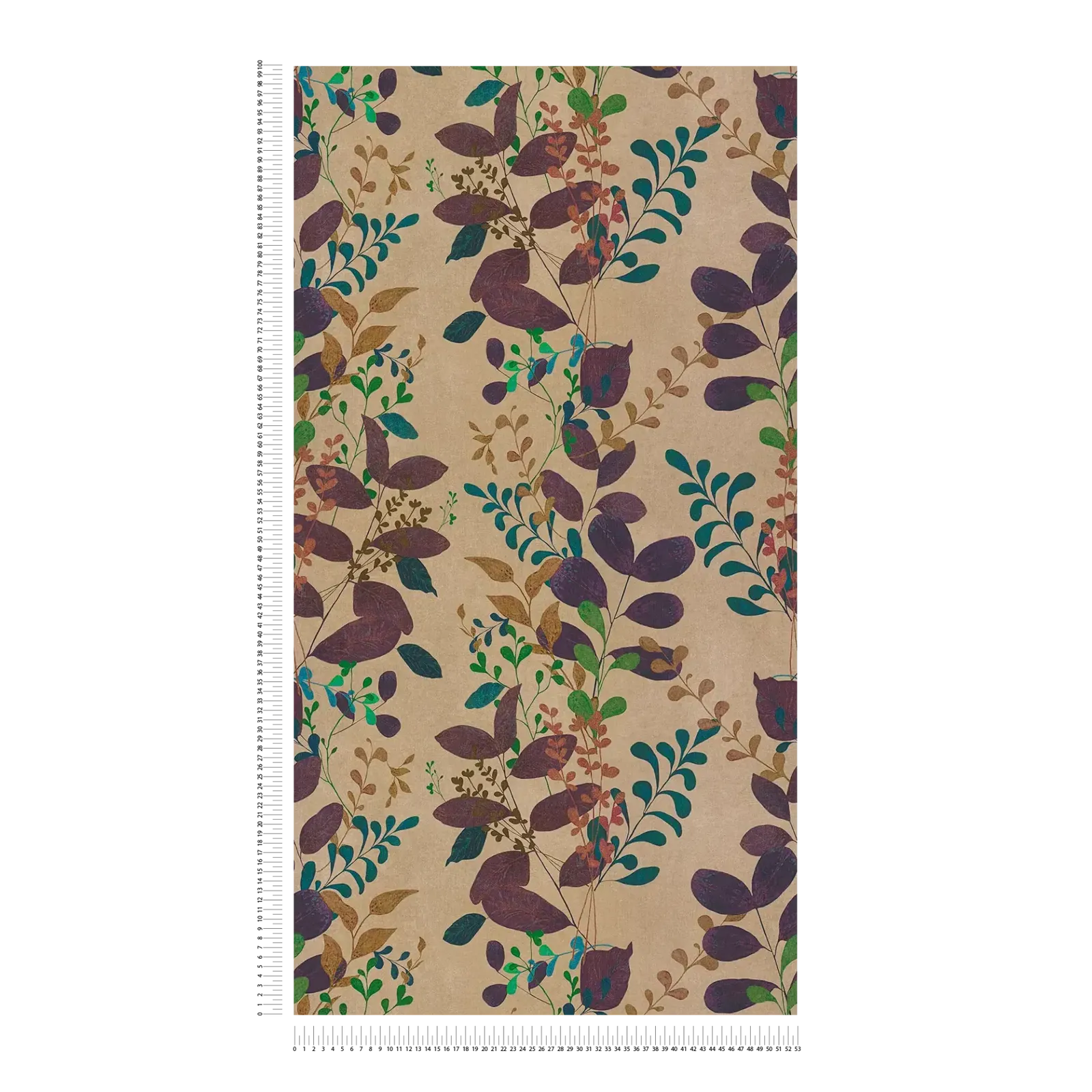 Brūnas tapetes ar lapām un matētu tekstūru | 3012473