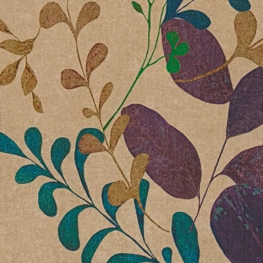 Brūnas tapetes ar lapām un matētu tekstūru | 3012473