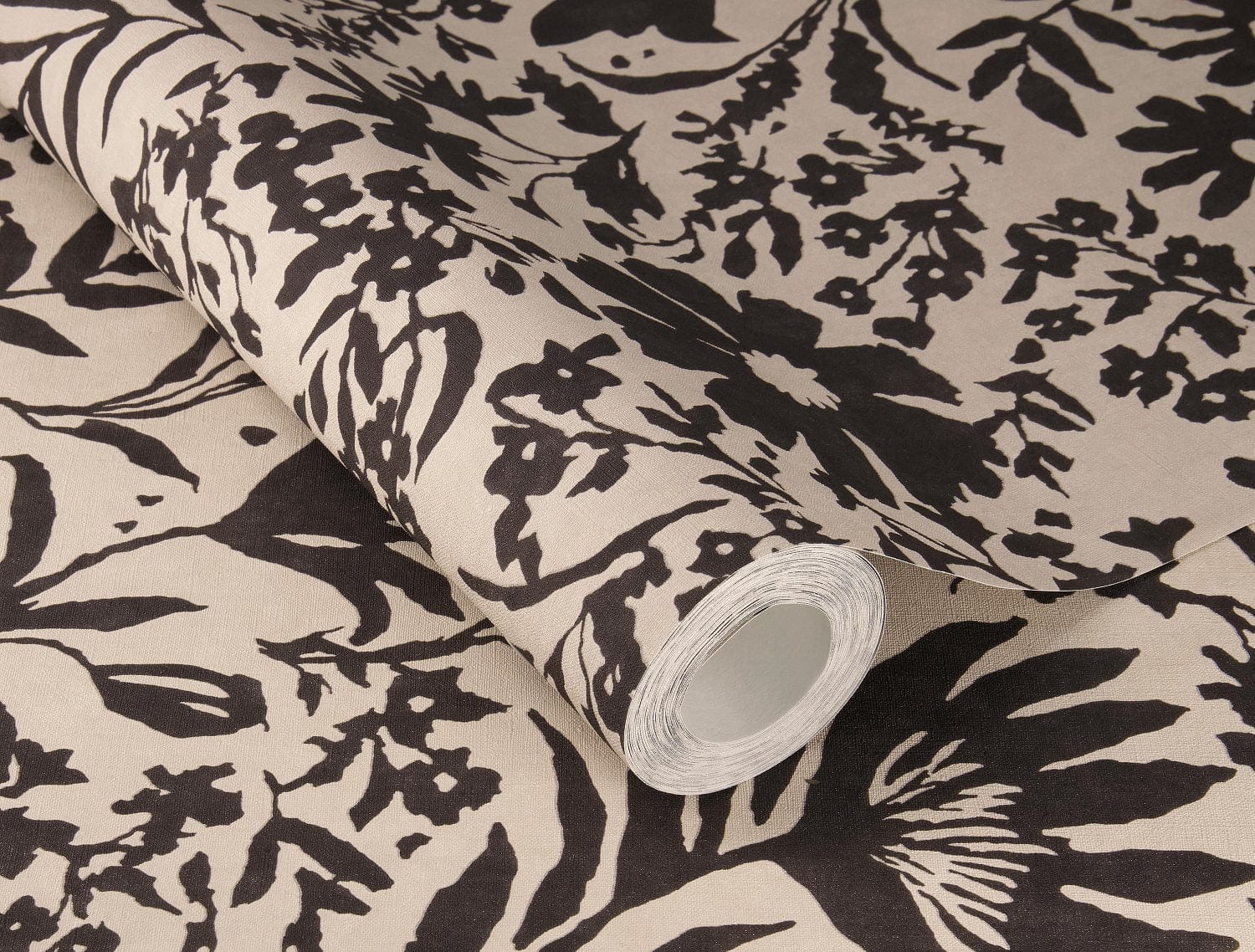 Lauku ziedu tapetes, melnā un bēšā krāsā, RASCH, 330434, Paraiso