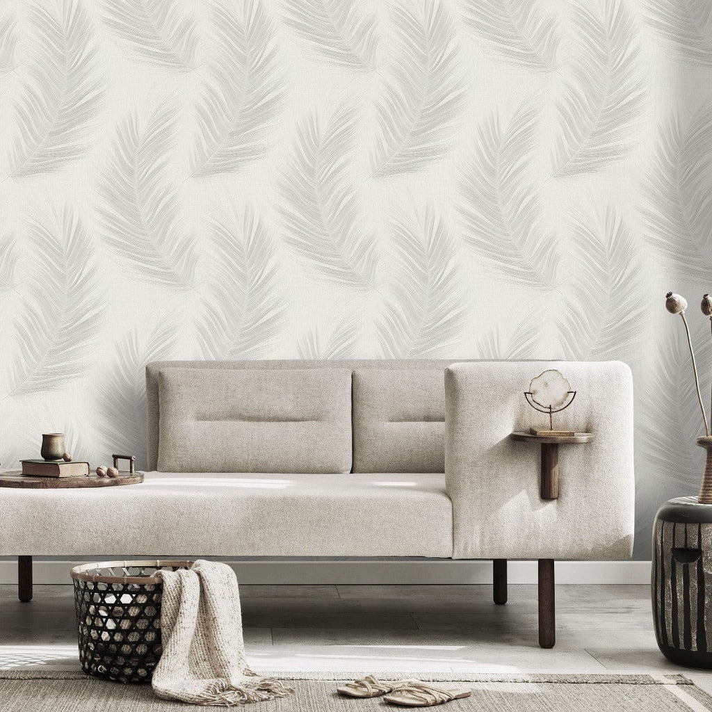 Erismann tapetes ar lielām lapām gaiši pelēkā krāsā 4005757