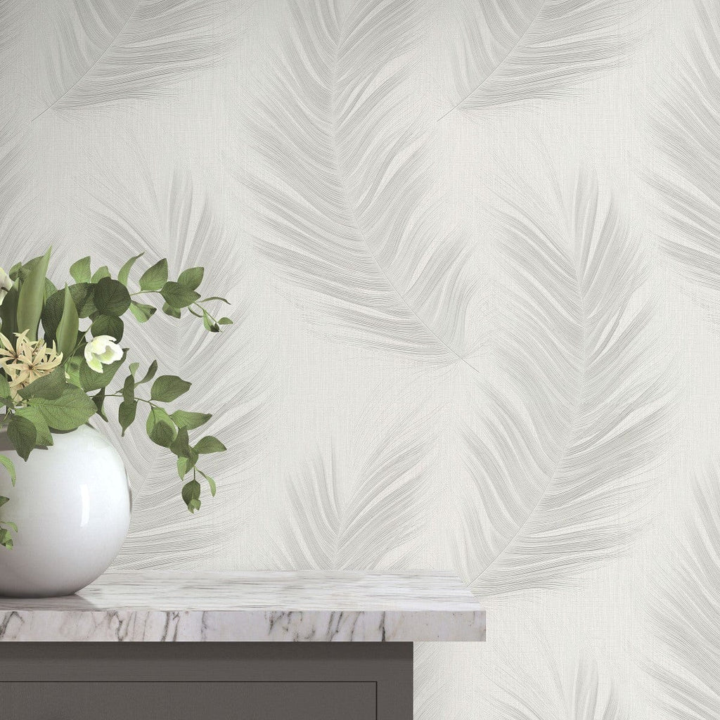 Erismann tapetes ar lielām lapām gaiši pelēkā krāsā 4005757