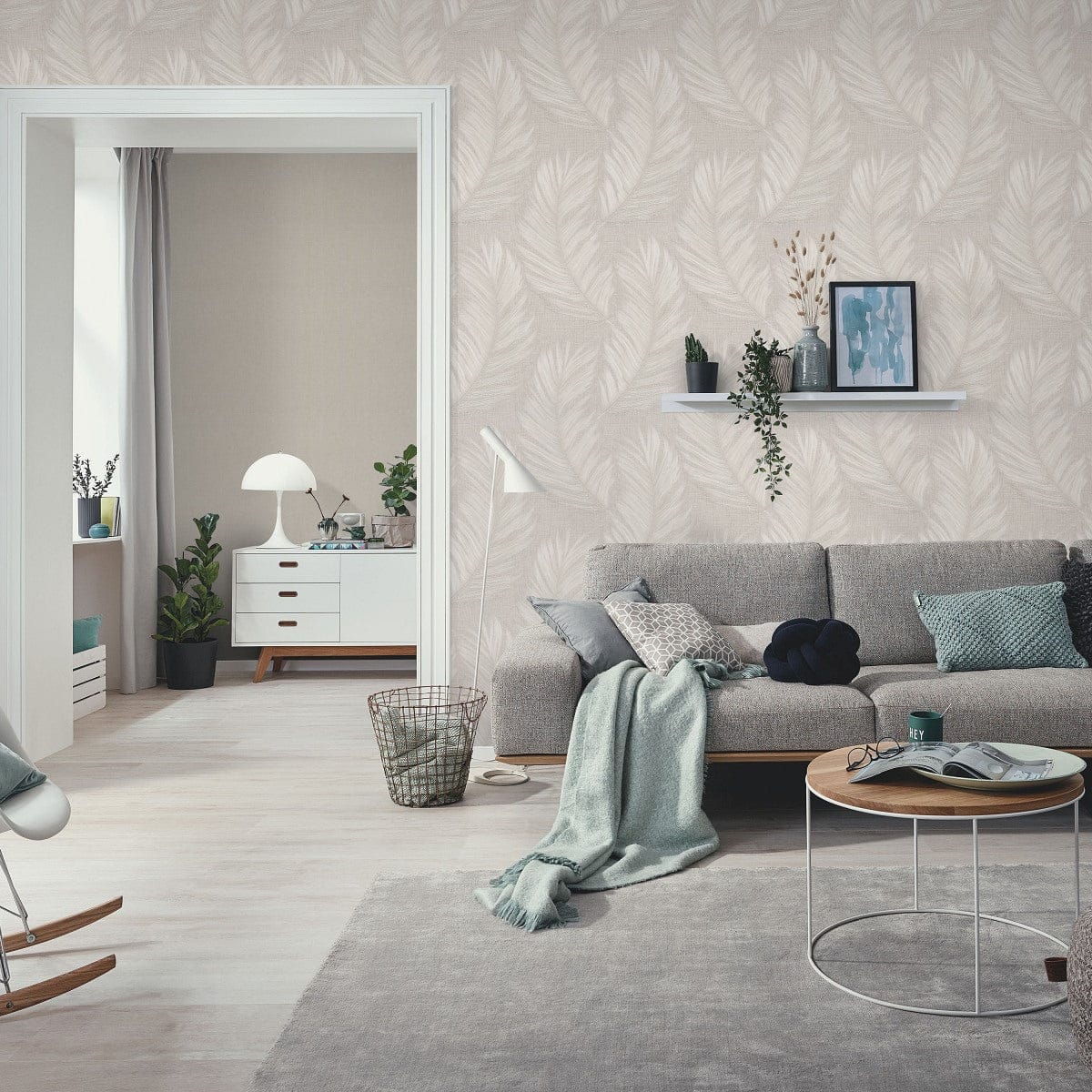 Erismann tapetes ar lielām lapām taupe krāsā 4005765
