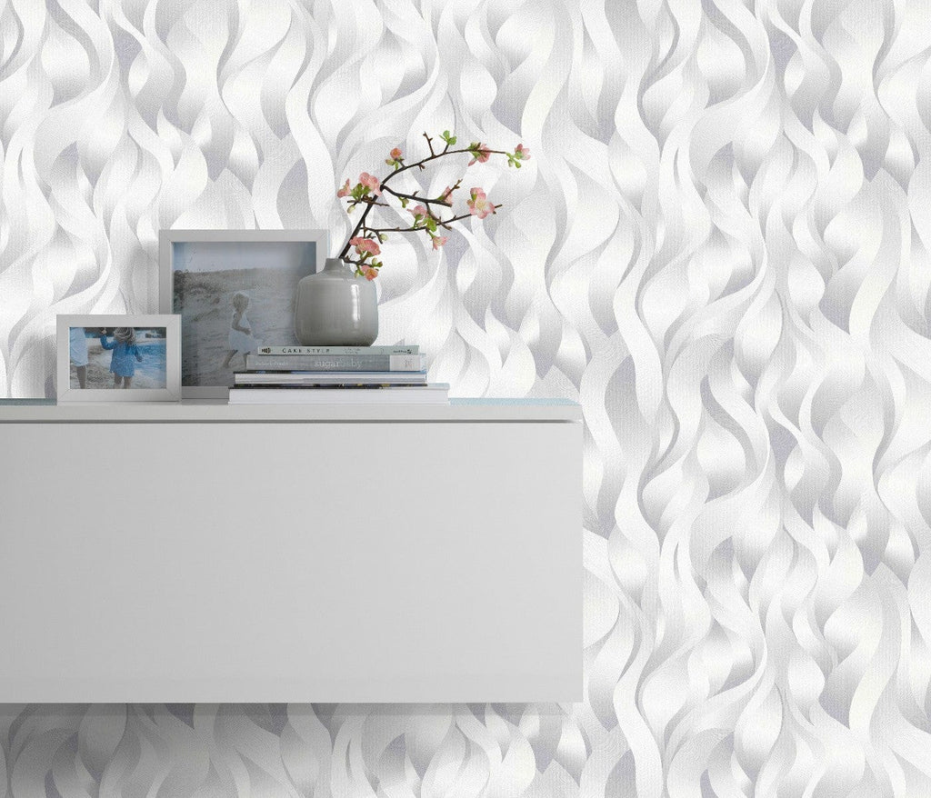 Elegantas pelēkas tapetes ar metālisku līniju rakstu un smalku mirdzumu, 3711017, gaumīgs interjers 2