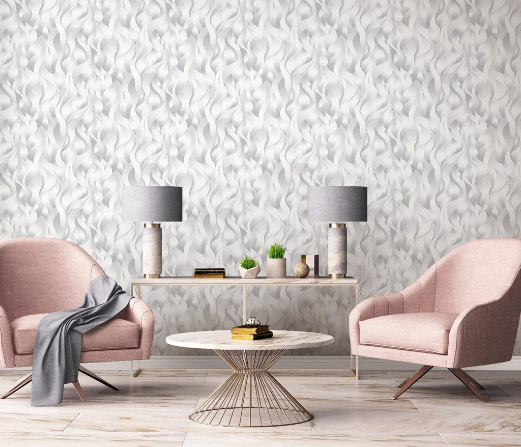 Elegantas pelēkas tapetes ar metālisku līniju rakstu un smalku mirdzumu, 3711017, gaumīgs interjers 3