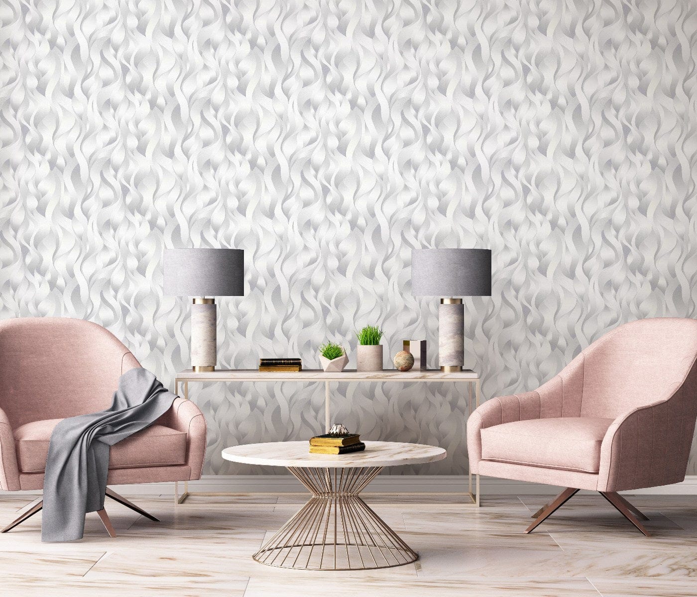 Elegantas pelēkas tapetes ar metālisku līniju rakstu un smalku mirdzumu, 3711017, gaumīgs interjers 3